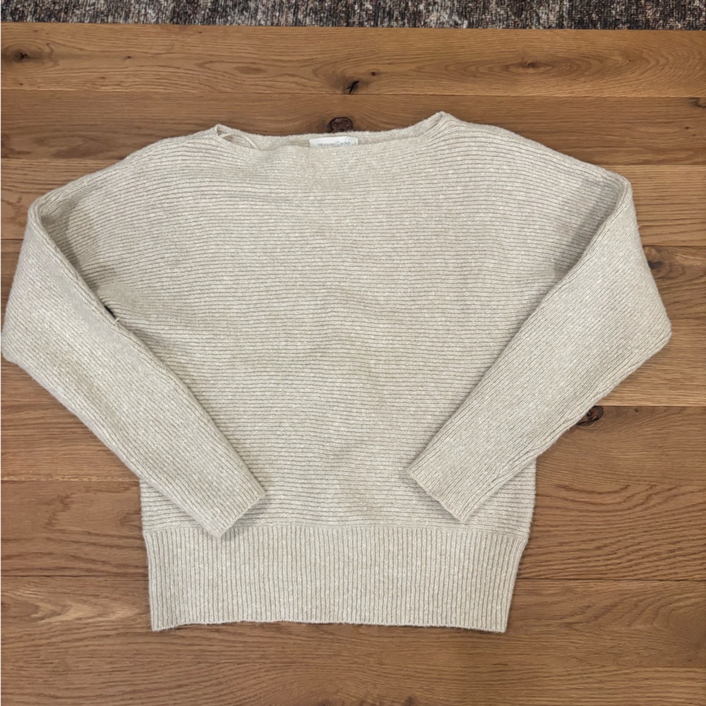 Treasure & Bond Cream Crew Neck Sweater with Textured Knit